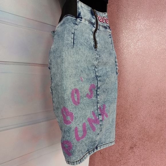 Nicki Minaj retro 80s aesthetic acid washed custom punk skirt- SOLD@hosted store - Picture 6 of 16